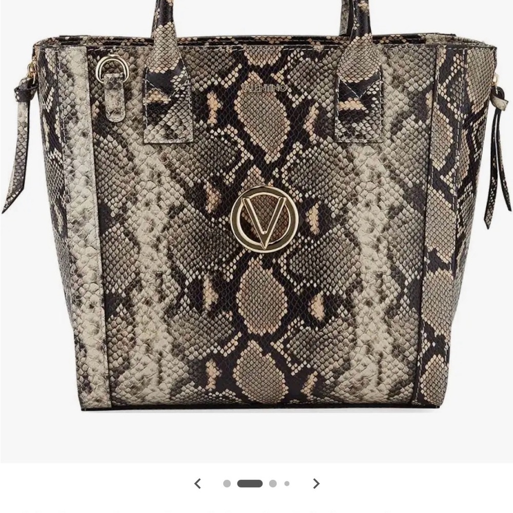 Mario Valentino Python Pattern Tote - Black And T… - image 4